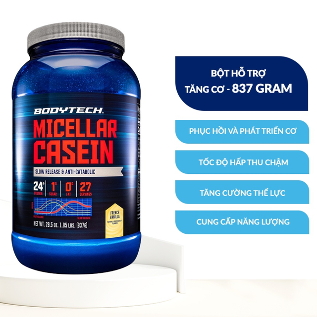 Bột uống hỗ trợ tăng cơ BodyTech Micellar Casein - French Vanilla