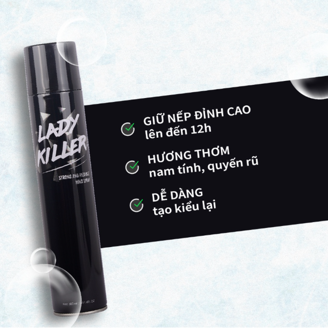 G&ocirc;m xịt t&oacute;c nam Lady Killer h&otilde; trợ tạo kiểu v&agrave; giữ nếp nhanh ch&oacute;ng&nbsp;