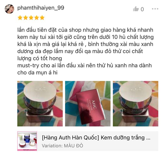 Đ&aacute;nh gi&aacute; từ người d&ugrave;ng sau khi sử dụng kem dưỡng da AHC Capture Solution Max Cream