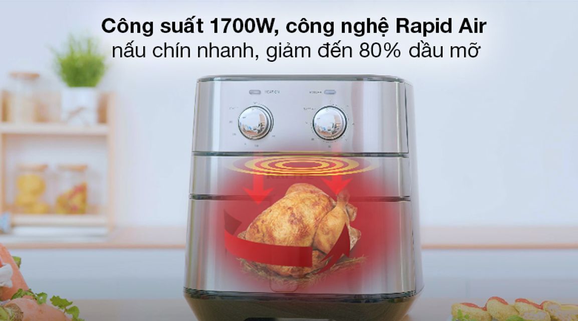 Nồi chi&ecirc;n kh&ocirc;ng dầu Kalite Q5 5.5L hỗ trợ chế biến nhiều m&oacute;n ăn ngon cho gia đ&igrave;nh