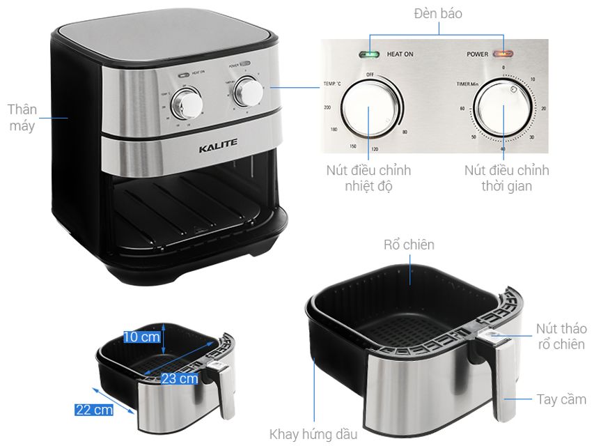 Nồi chi&ecirc;n kh&ocirc;ng dầu Kalite Q5 5.5L
