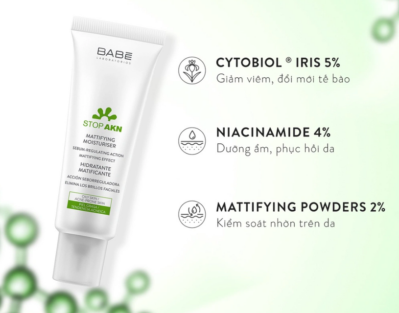 Kem dưỡng Babe Stop AKN Mattifying Moisturiser của T&acirc;y Ban Nha&nbsp;