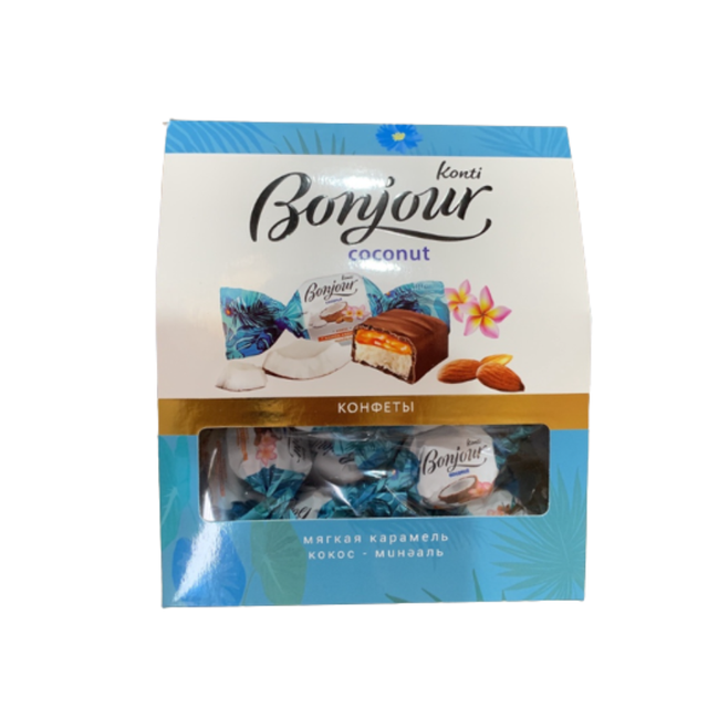 Kẹo socola dừa hạnh nh&acirc;n Konti Bonjour Coconut hộp 320g