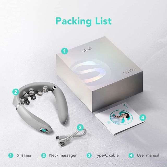 Bộ sản phẩm m&aacute;y massage cổ th&ocirc;ng minh SKG G7 Pro-E
