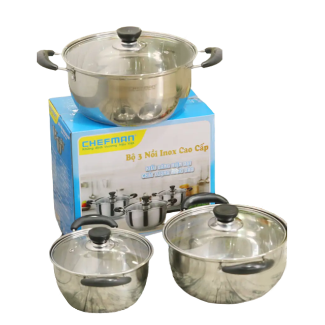 Bộ 3 nồi inox Chefman CM-922 cao cấp