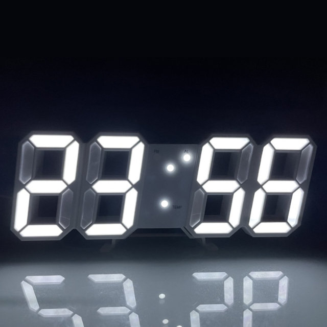 Đồng hồ led 3D treo tường, để b&agrave;n Jiashi DHL02 led m&agrave;u trắng