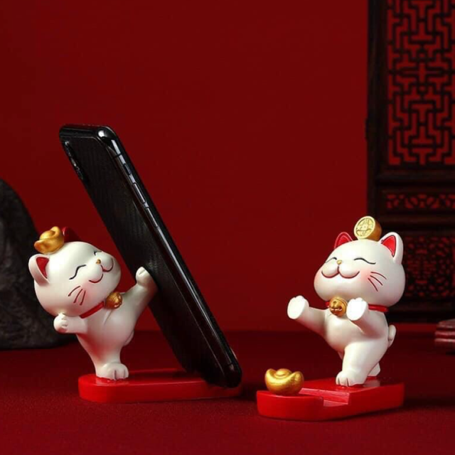 Gi&aacute; đỡ điện thoại h&igrave;nh m&egrave;o Thần T&agrave;i nhỏ gọn, tiện dụng