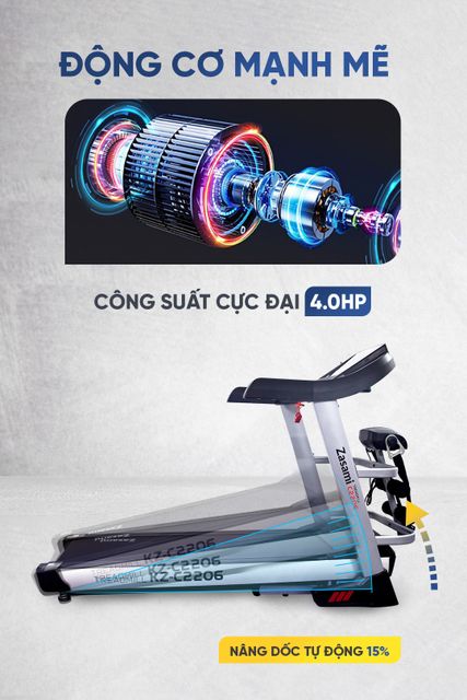 M&aacute;y chạy bộ điện Zasami KZ-C2206 thiết kế hiện đại