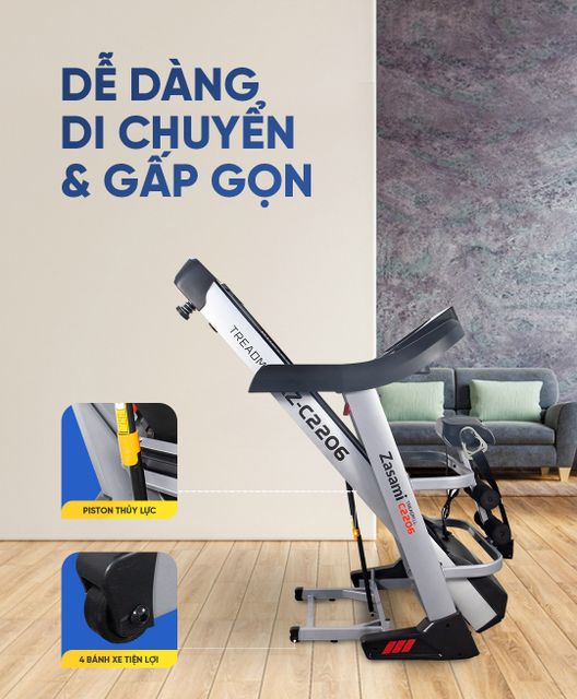 M&aacute;y chạy bộ điện Zasami KZ-C2206 thiết kế hiện đại