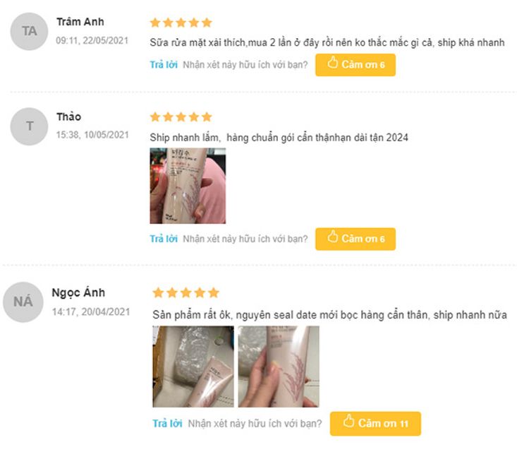 đ&aacute;nh gi&aacute; của người d&ugrave;ng sau khi sử dụng sữa rửa mặt gao the face shop