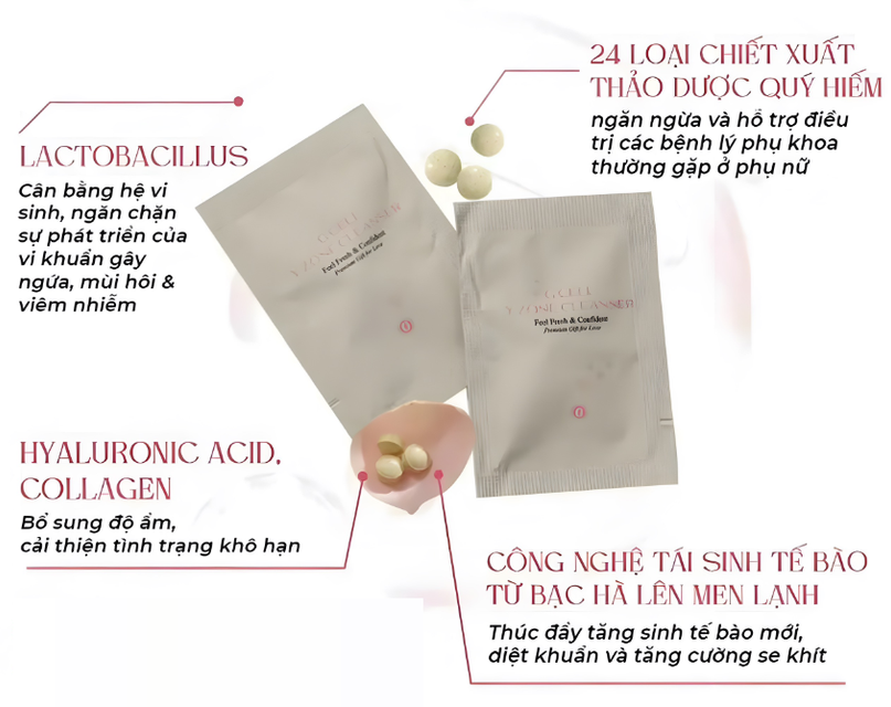 Vi&ecirc;n đặt hỗ trợ se kh&iacute;t v&ugrave;ng k&iacute;n Gcell Y Zone Cleanser Premium hộp tr&aacute;i tim