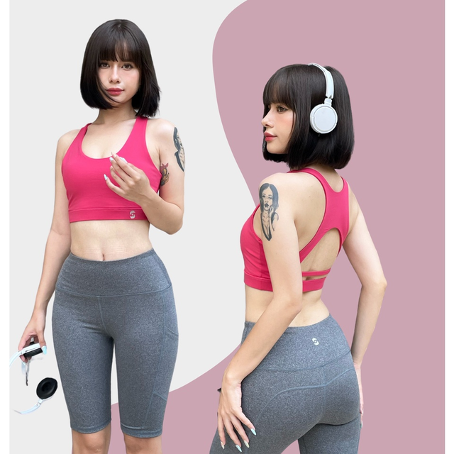 &Aacute;o bra tập gym yoga AB30026 co gi&atilde;n 4 chiều (m&agrave;u hồng)