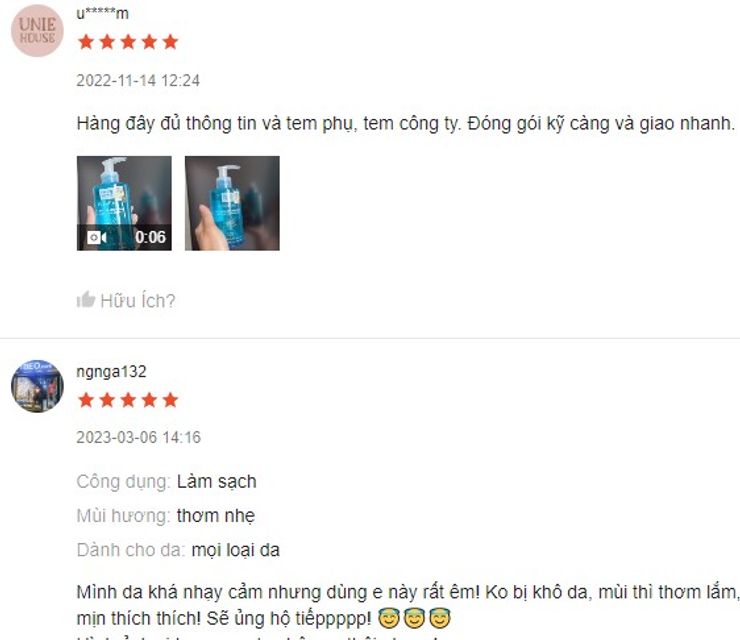 Review từ người d&ugrave;ng sau khi sử dụng Gel rửa mặt Martiderm Essentials