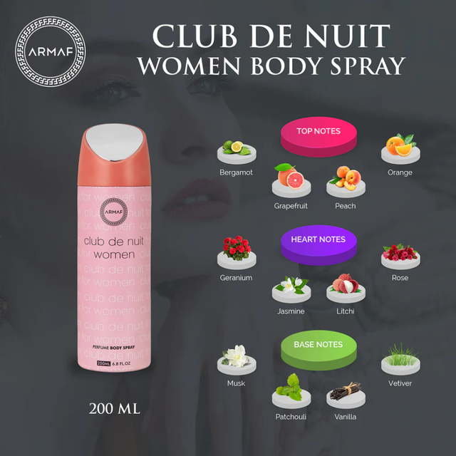 Xịt thơm to&agrave;n th&acirc;n Armaf Club De Nuit Perfume Body Spray For Women