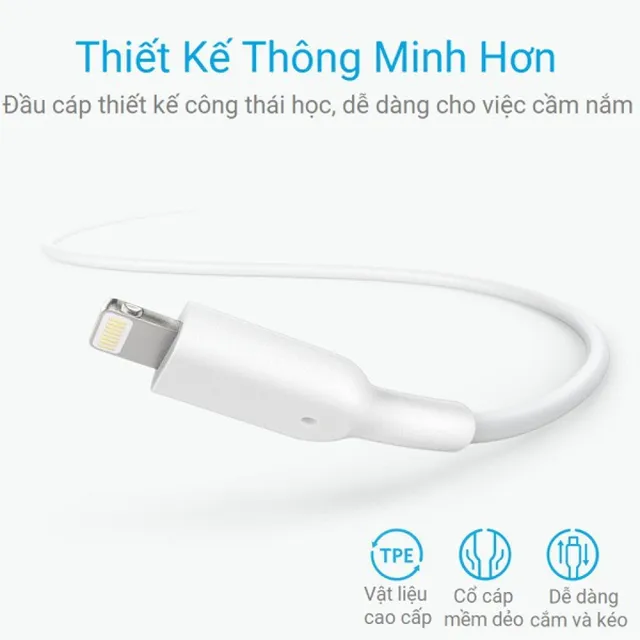 C&aacute;p sạc Anker Powerline II Lightning A8433 d&agrave;i 1.8m