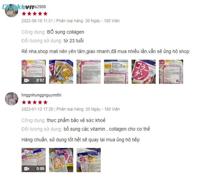Đ&aacute;nh gi&aacute; từ ph&iacute;a người mua DHC collagen Nhật dạng vi&ecirc;n