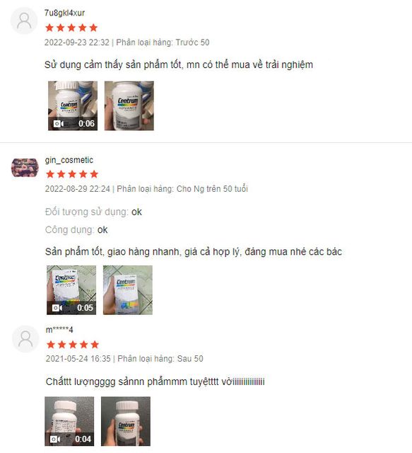 đ&aacute;nh gi&aacute; của kh&aacute;ch h&agrave;ng về vitamin tổng hợp Centrum Advance Multivitamin