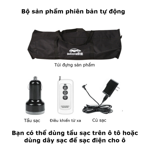 Bộ sản phẩm phụ kiện đi k&egrave;m &ocirc; che nắng, che mưa xe hơi th&ocirc;ng minh phi&ecirc;n bản tự động