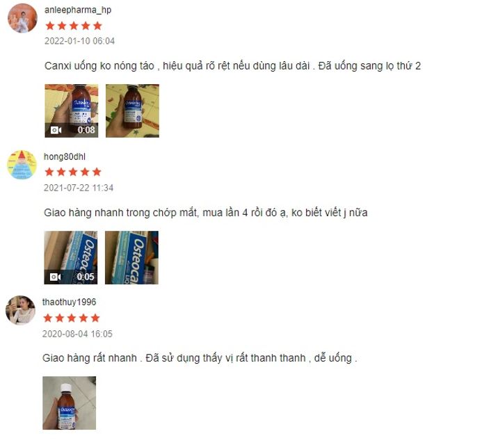 Review Canxi nước Osteocare Calcium từ người sử dụng