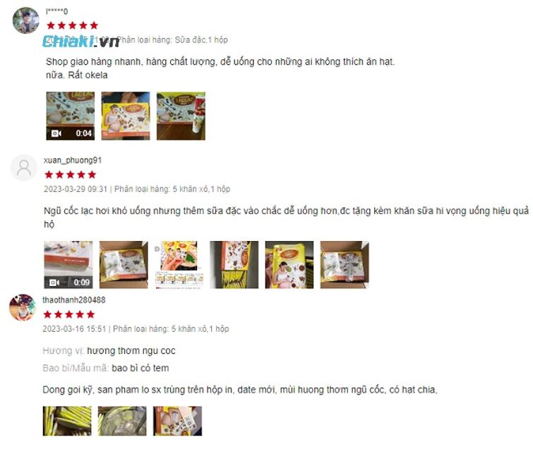 Review ngũ cốc lợi sữa Lạc Lạc từ người mua