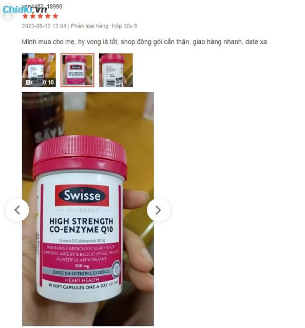 Review vi&ecirc;n uống Swisse Ultiboost High Strength Co-Enzyme từ người d&ugrave;ng