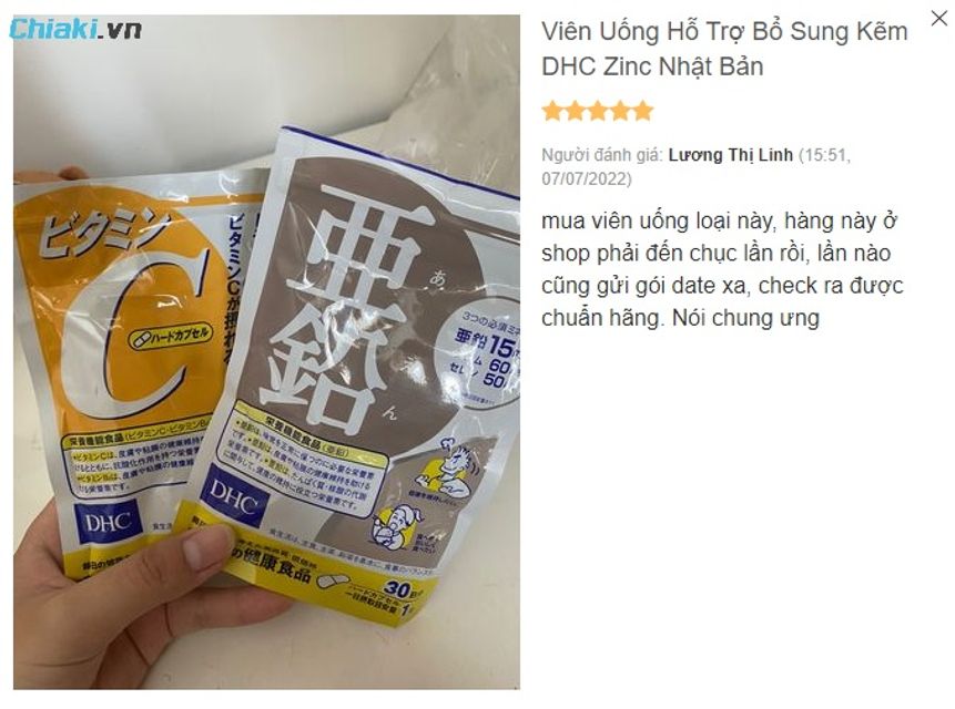 Vi&ecirc;n uống kẽm DHC review từ kh&aacute;ch h&agrave;ng tại Chiaki.vn