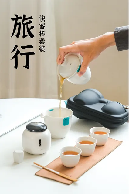 Bộ ấm ch&eacute;n pha tr&agrave; gốm sứ d&atilde; ngoại xếp gọn