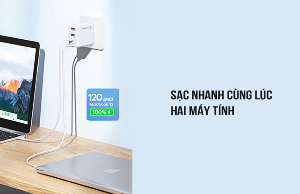 Củ sạc nhanh 4 cổng GaN 120W Remax TR257