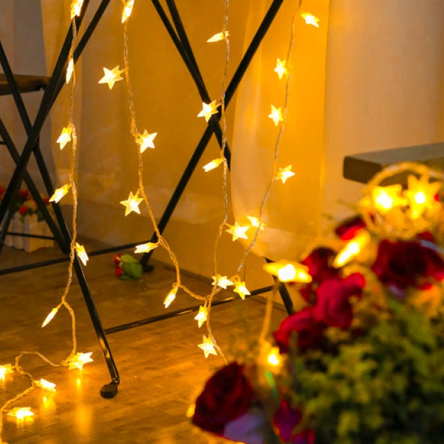 D&acirc;y đ&egrave;n led trang tr&iacute; lều trại 80 b&oacute;ng h&igrave;nh ng&ocirc;i sao