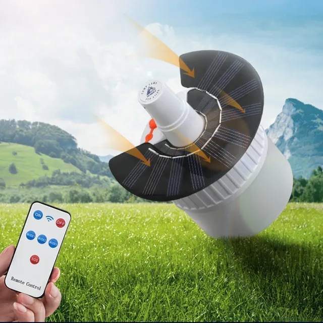 Đ&egrave;n led cắm trại pin sạc Hewolf c&oacute; điều khiển từ xa