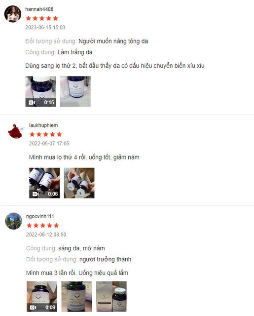 đ&aacute;nh gi&aacute; của người d&ugrave;ng về vi&ecirc;n uống trắng da relumins