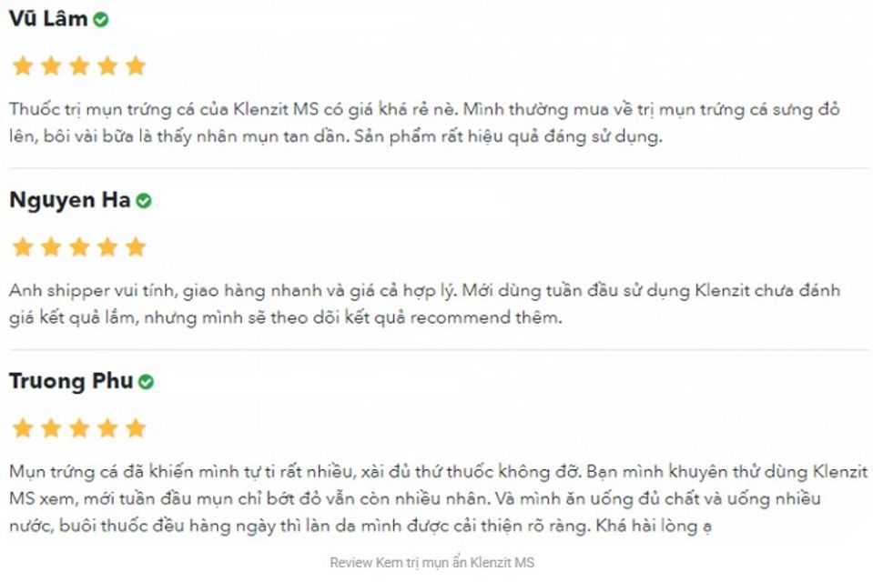 Đ&aacute;nh gi&aacute; Klenzit MS từ kh&aacute;ch h&agrave;ng