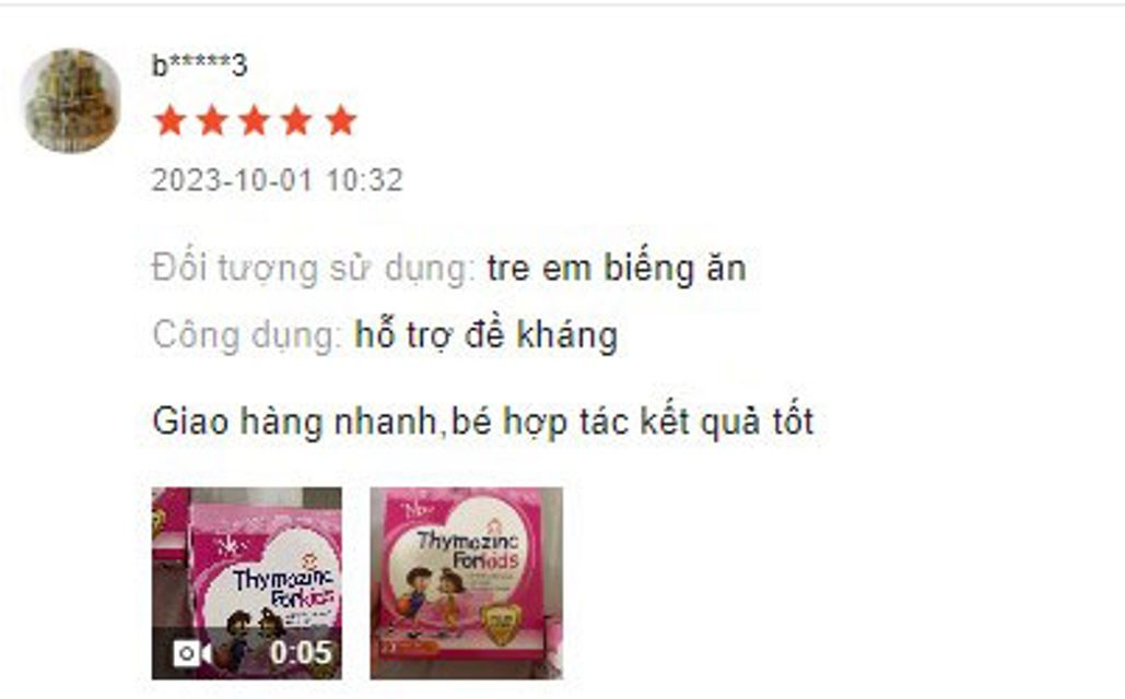 Review Thymozinc Forkids từ kh&aacute;ch h&agrave;ng