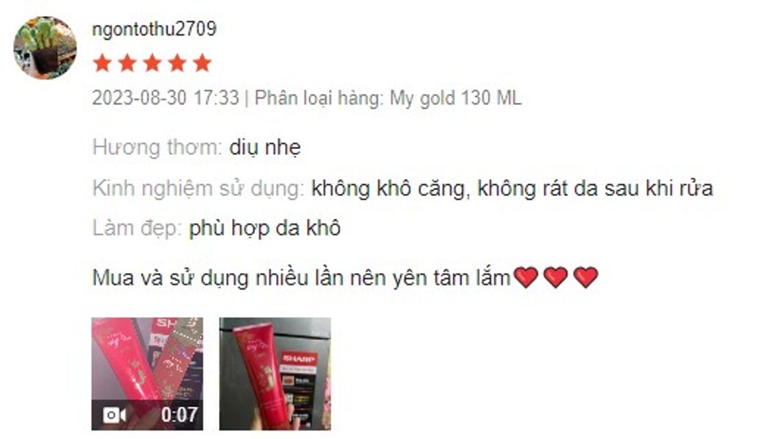 Đ&aacute;nh gi&aacute; sữa rửa mặt My Gold Red Ginseng từ kh&aacute;ch h&agrave;ng