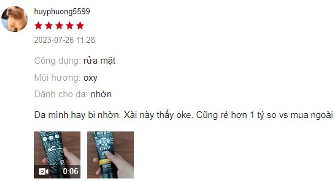 Review sữa rửa mặt Oxy Deep Wash từ kh&aacute;ch h&agrave;ng