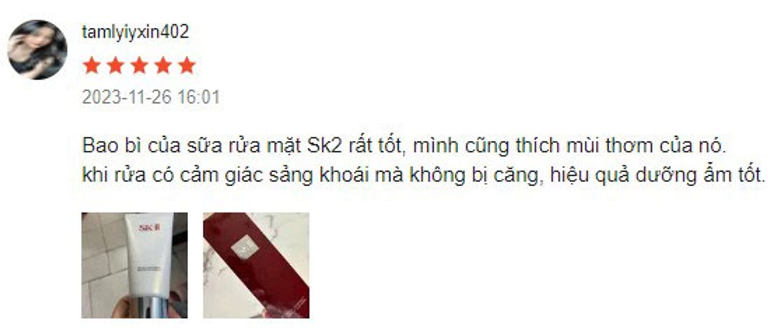 Đ&aacute;nh gi&aacute; sữa rửa mặt SK II Facial Treatment Gentle Cleanser từ kh&aacute;ch h&agrave;ng