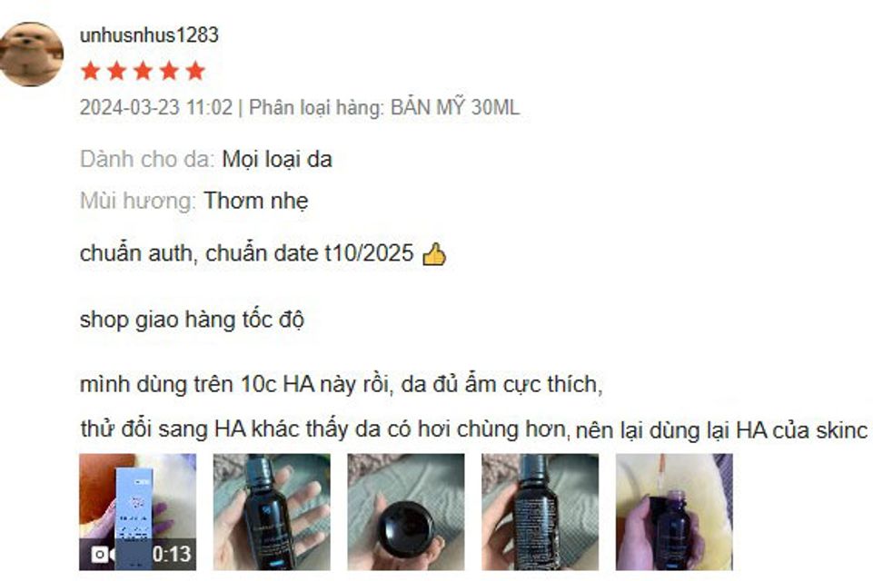 Nhận x&eacute;t Serum Skinceuticals Ha Intensifier&nbsp;từ kh&aacute;ch h&agrave;ng