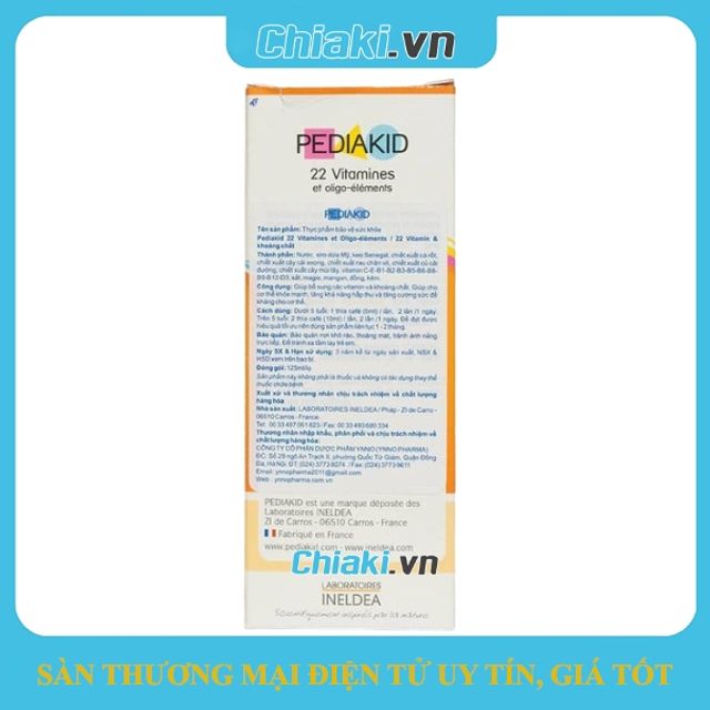 Nh&atilde;n phụ Tiếng Việt Vitamin Pediakid 22 ch&iacute;nh h&atilde;ng của Ph&aacute;p&nbsp;