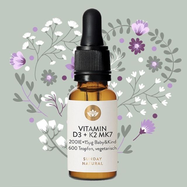 Vitamin D3 K2 (MK7) Sunday Natural 20ml (Đức) Hỗ Trợ Cho trẻ 1