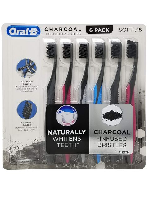 Set B&agrave;n chải đ&aacute;nh răng Oral-B Charcoal than hoạt t&iacute;nh - 6 chiếc