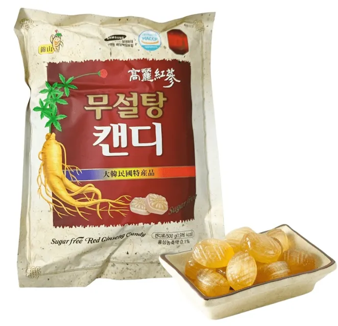 Kẹo Hồng S&acirc;m Kh&ocirc;ng Đường HQ 500G