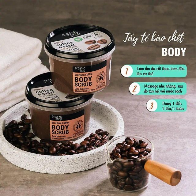 C&aacute;ch sử dụng Tẩy Tế B&agrave;o Cngừng hẳn To&agrave;n Th&acirc;n OrgAnic ShOp Body Scrub