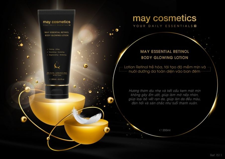Sữa dưỡng da trắng s&aacute;ng May Essential Body Retinol Glowing Lotion 1