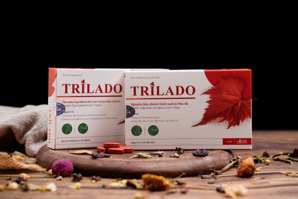 Viên uống hỗ trợ bảo vệ tĩnh mạch Trilado Chiết xuất Lá Nho đỏ 1
