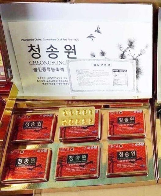 Tinh Dầu Th&ocirc;ng Đỏ Cheongsongwon Cao Cấp H&agrave;n Quốc,Hộp Đỏ 180 v 2