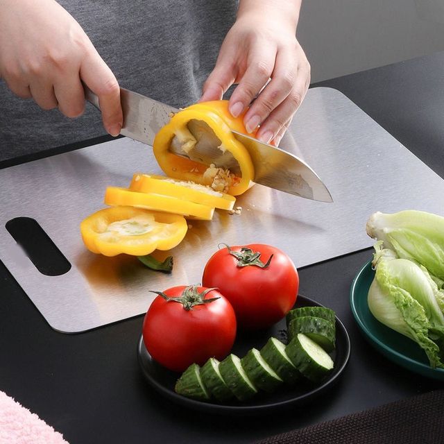 Thớt inox 304 size lớn 24x34cm kh&aacute;ng khuẩn 4