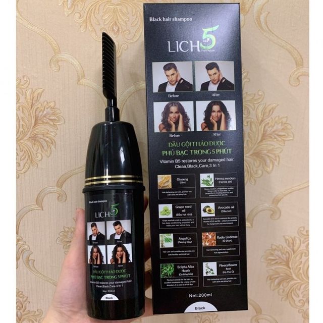 Dầu Gội Lich5 Đen T&oacute;c Cocayhoala l&agrave;m đen t&oacute;c trong 5 ph&uacute;t 1