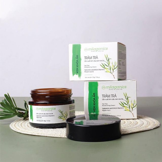 Kem Kh&oacute;a Ẩm Tr&agrave;m Tr&agrave; Milaganics 50gr dưỡng da 1