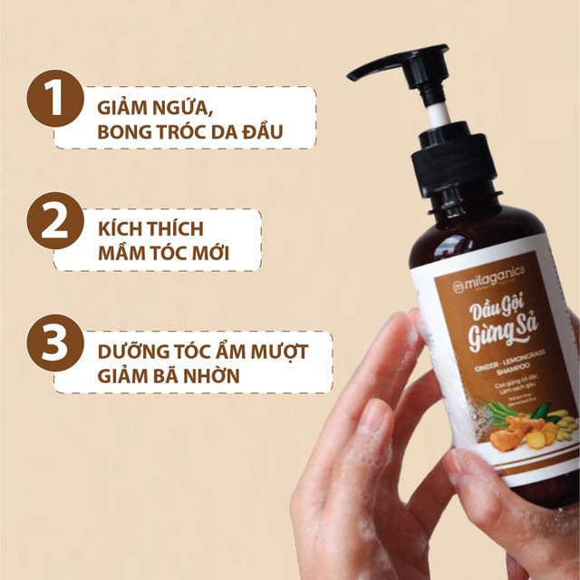 Dầu Gội Gừng Sả Hỗ Trợ Mọc Tóc Milaganics 30ml 3