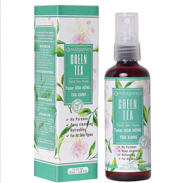 Toner Nước Hoa Hồng Thi&ecirc;n Nhi&ecirc;n Cấp Ẩm Tr&agrave; Xanh Milaganics 100ml 1